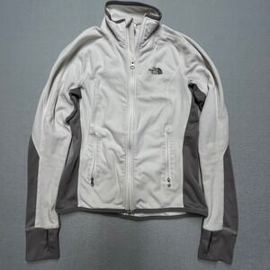 The North Face Fleece Jacket TKA 100 Full Zip Pockets Women XS Cream Gray thumb